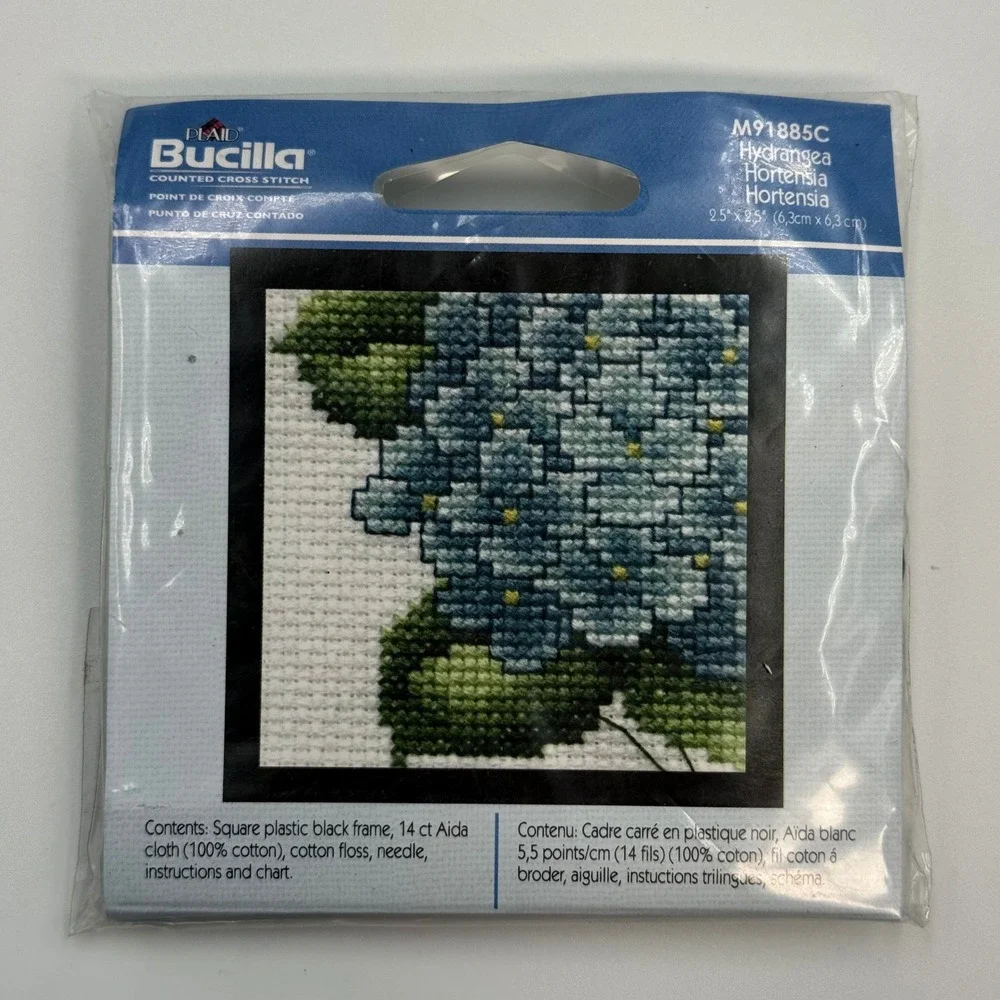 Lot of 6 Bucilla Counted Cross Stitch Kits Floral Hydrangea Peony Rose 2.5x2.5